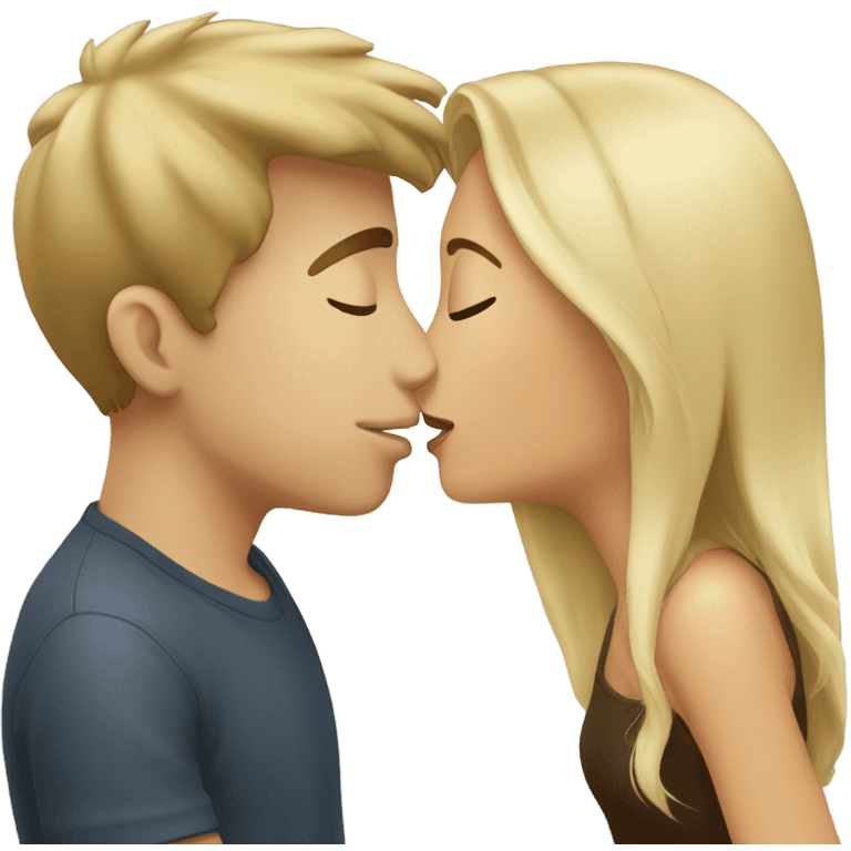 Blonde girl kiss brunette haired guy emoji