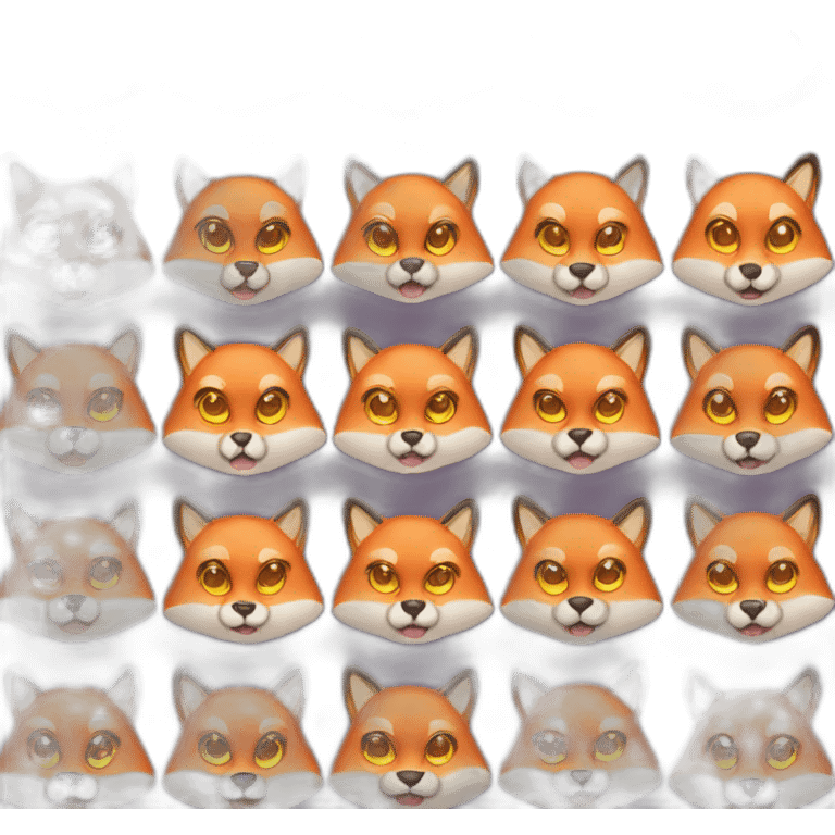 fox face with different emotions emoji