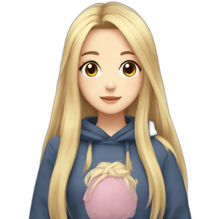 Anime girl with long hair blonde with suéter  emoji