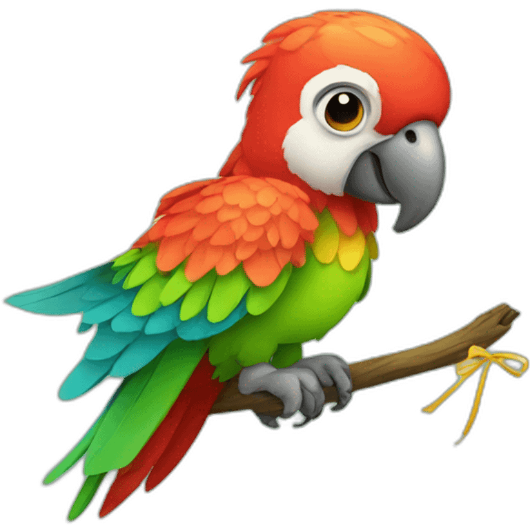 parrot with bow emoji