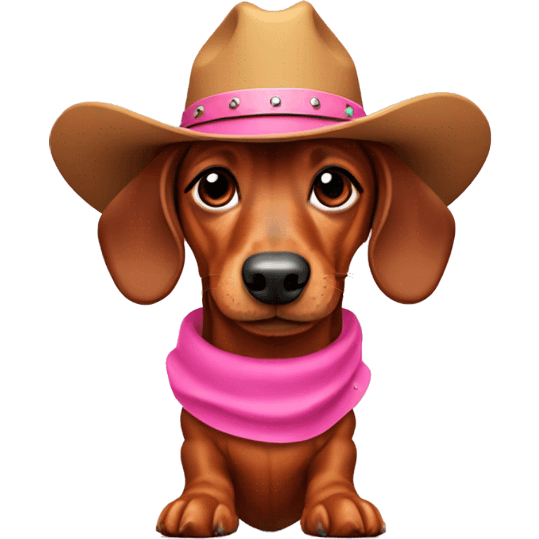 Dachshund with pink cowboy hat and cowboy boots  emoji