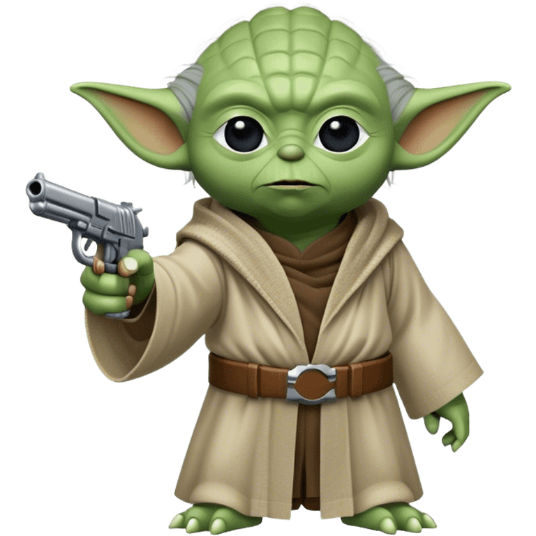 yoda with a pistol pointing ahead emoji