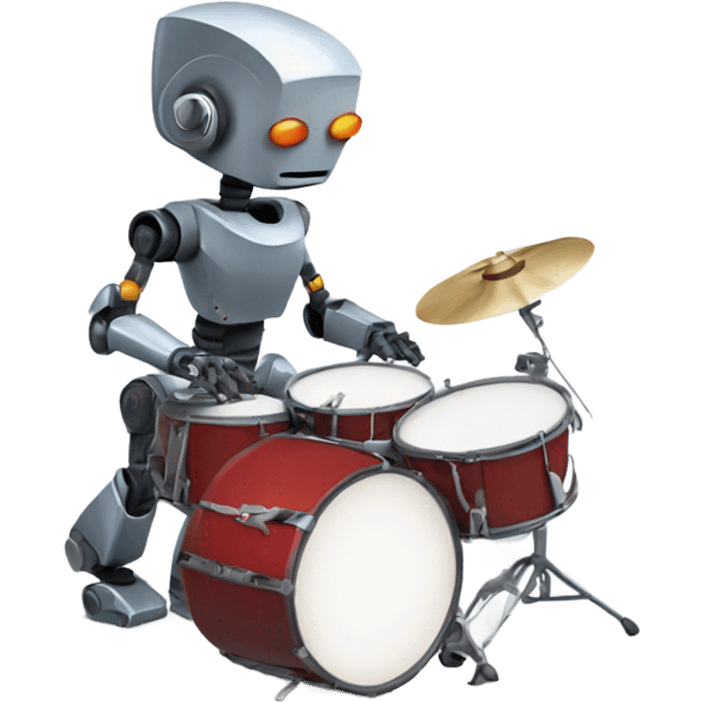 cute robot plays the drum set emoji