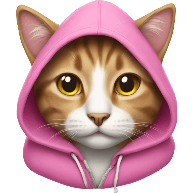 Cat wearing pink hoodie emoji