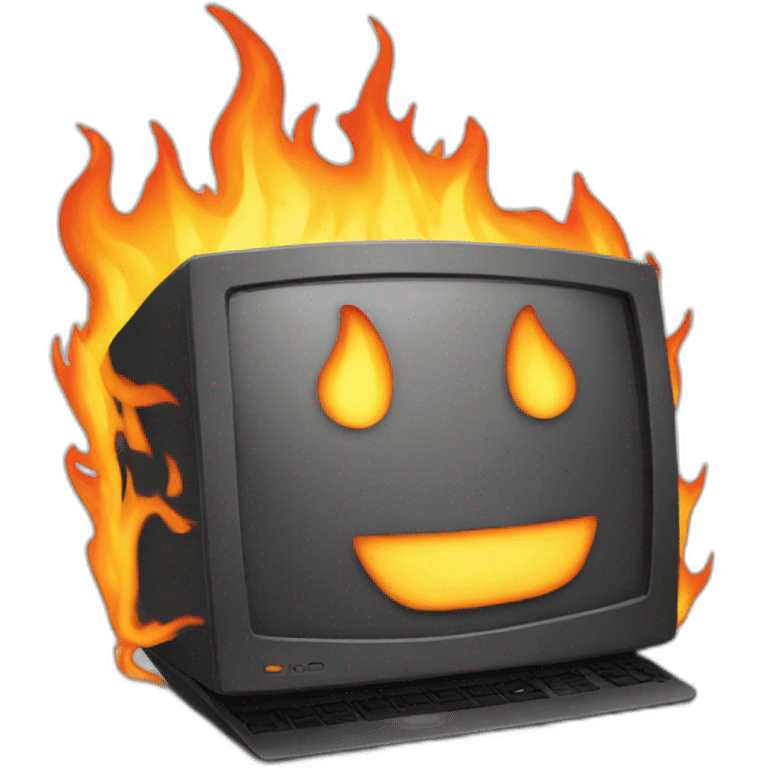 burning computer emoji