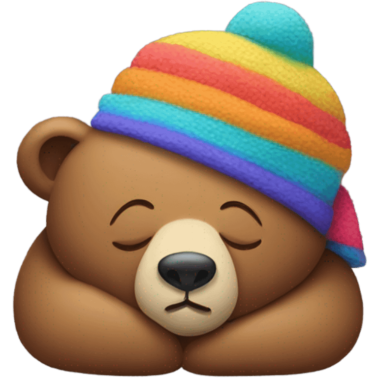 Sleeping bear with a hat on  emoji