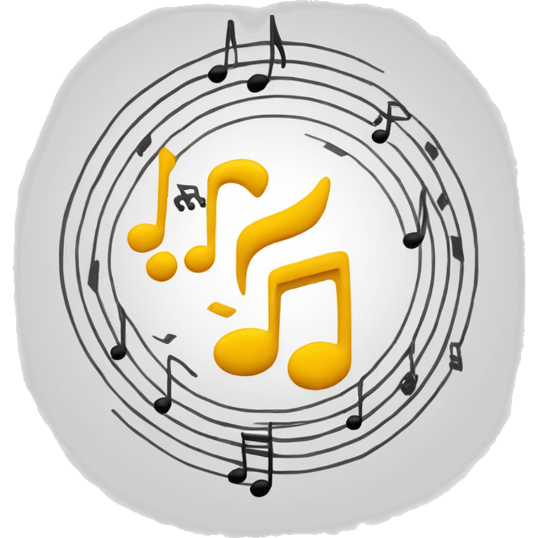 Music notes with sound waves around it in a circular shape  emoji