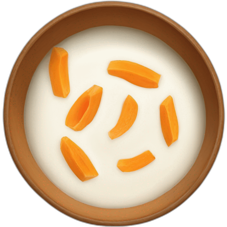 papaya sliced white milk powder on a bowl emoji