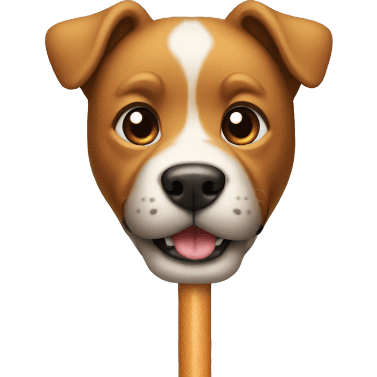 A dog holding a plunger emoji