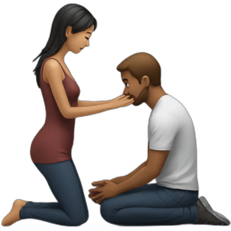 Woman on knees facing man emoji