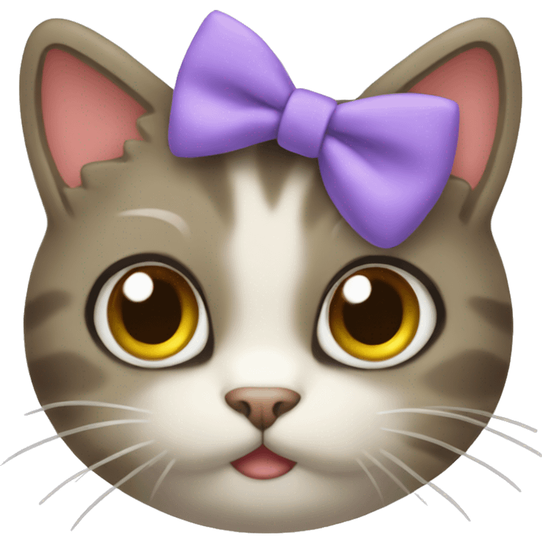 Cute cat with bow emoji