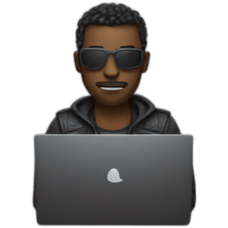 Dark developer an laptop on hellowen emoji