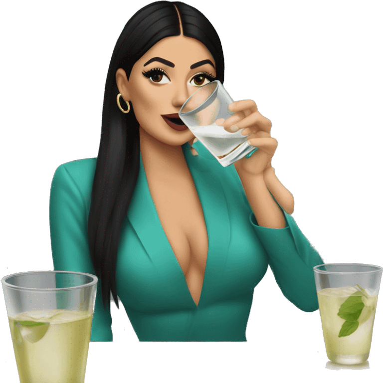 hyped kylie jenner drinking martini  emoji