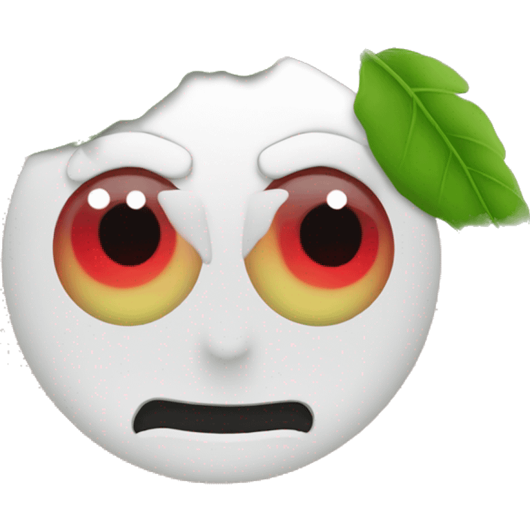 A related emoji face with red eyes and clouds and green leafs around him emoji