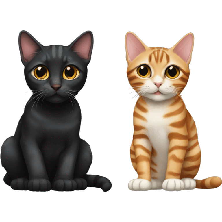 two-cats-bengal-and-cat-black-kitten-together emoji