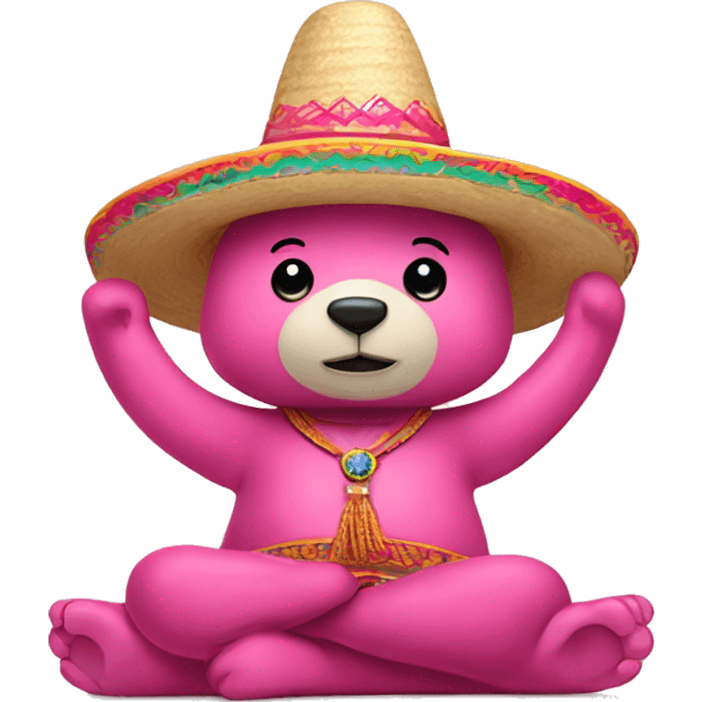 Pink bear wearing a sombrero doing yoga   emoji