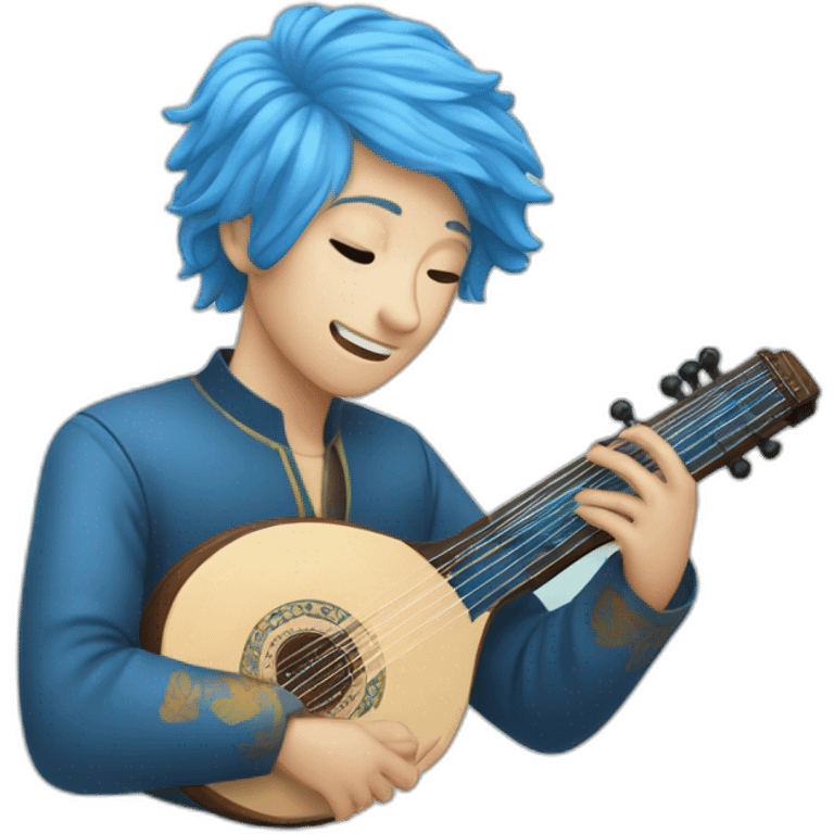 blue hair human playing zither emoji