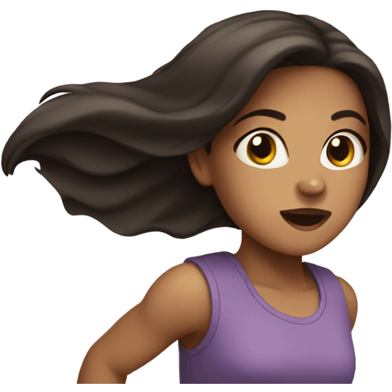 dark brow hair girl running emoji