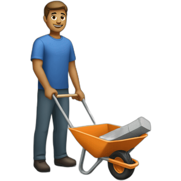 Man with a wheelbarrow and bricks emoji