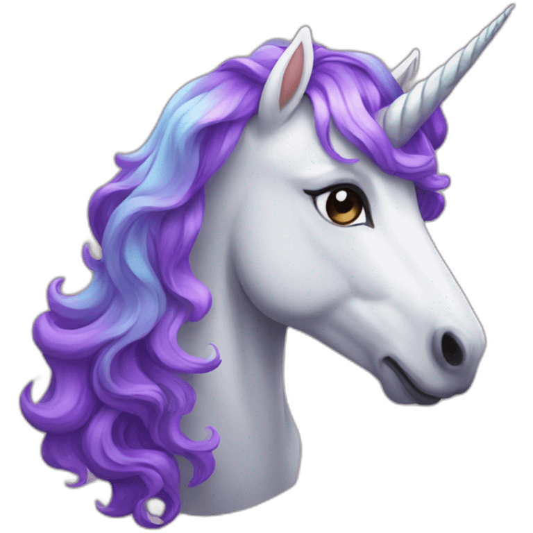 fabulous unicorn with wavy purple hair emoji