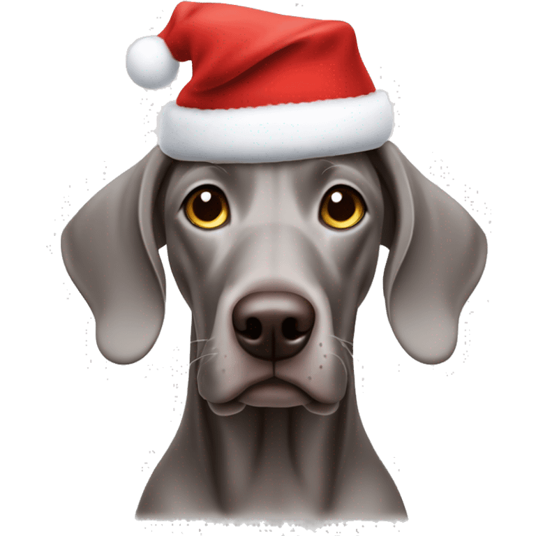 Weimaraner with a christmas hat emoji