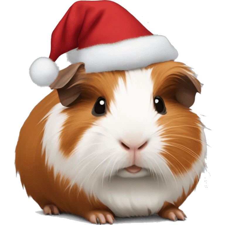 Abyssinian Guinea Pig with a Christmas hat emoji