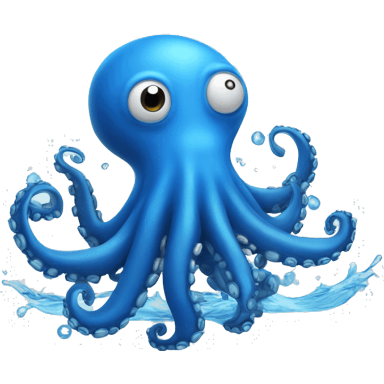 Blue Octopus playing water polo emoji