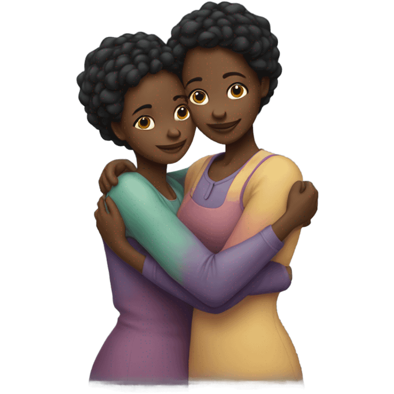 Black sisters hugging emoji