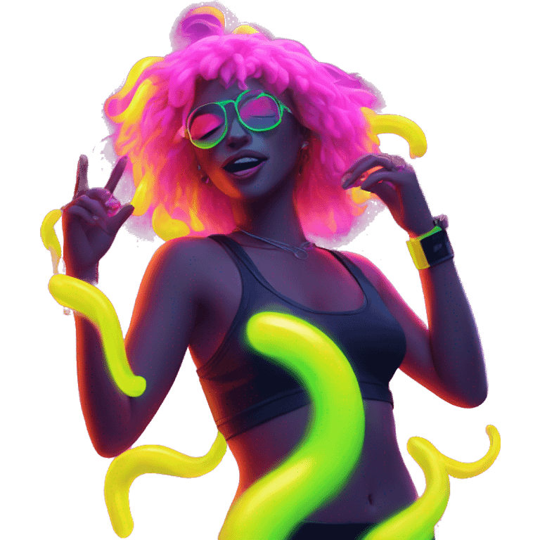 Rave party dancing neon smoking emoji