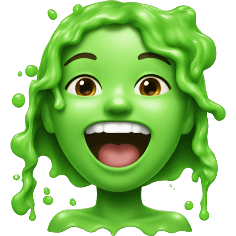 a girl laughing with snot and slime on her head emoji