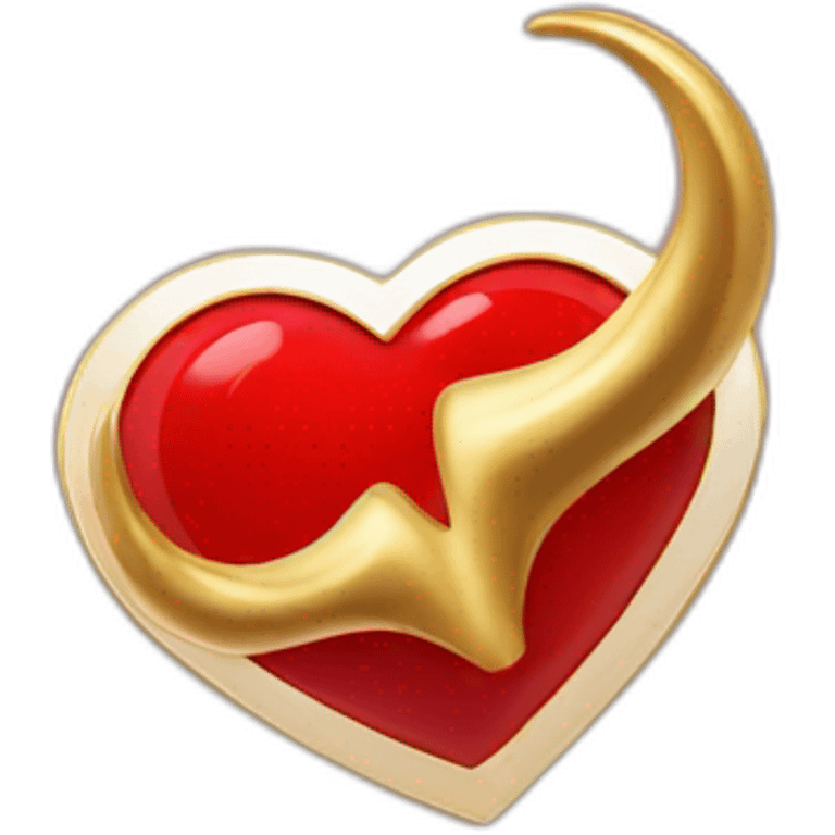 Red heart frame with gold horns emoji