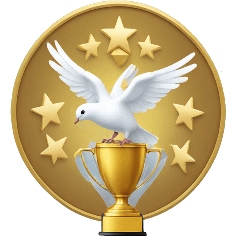 trophy with 3 doves flying out of the top emoji