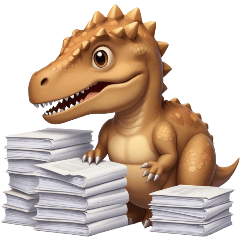 office Dinosaur, a huge luggage full of papers emoji