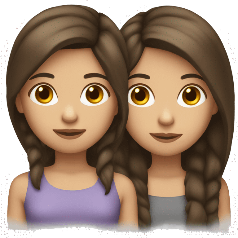 Three medium length brunette hair female friends emoji