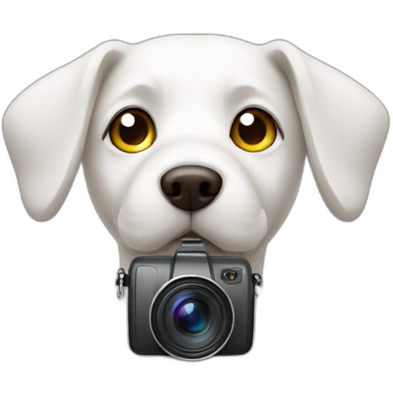 white dog with videocamera emoji