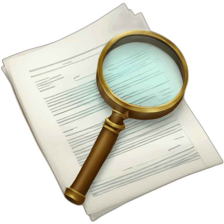 magnifying glass hovering over documents emoji