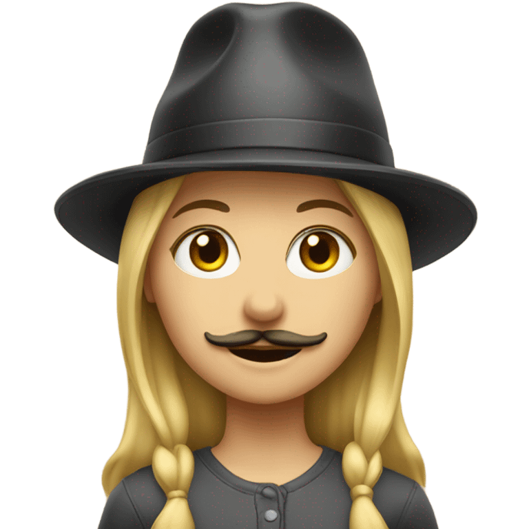 blonde girl with moustache and hat emoji