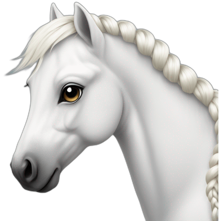 Realistic white pony with a braids emoji