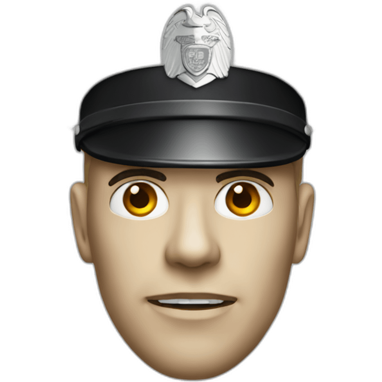 realistic white policeman with hat with undead head logo emoji