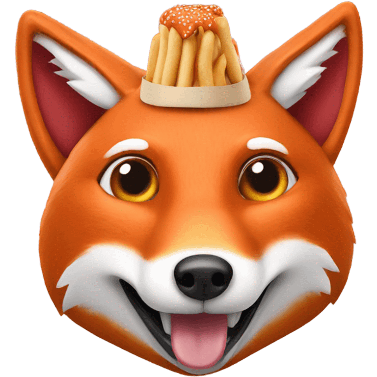 Fox wearing a hotdog hat emoji