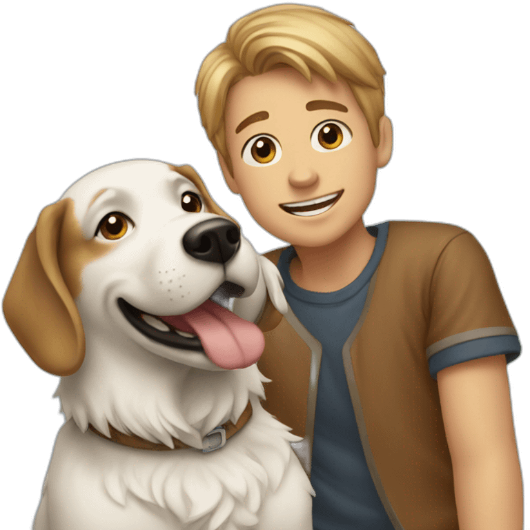 Dog with boy emoji