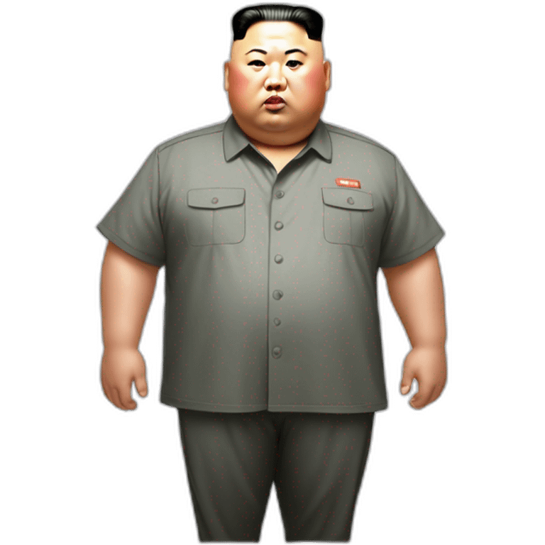 super fat Kim jong un wear shirt with a white tick mark which is NIKE LOGO emoji