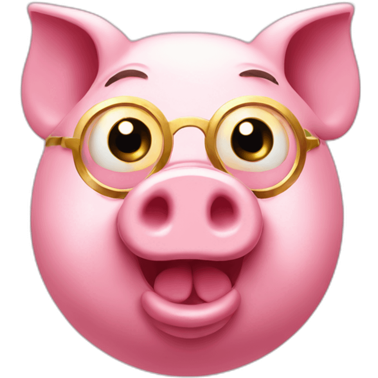 Pink pig with gold coin eyes emoji