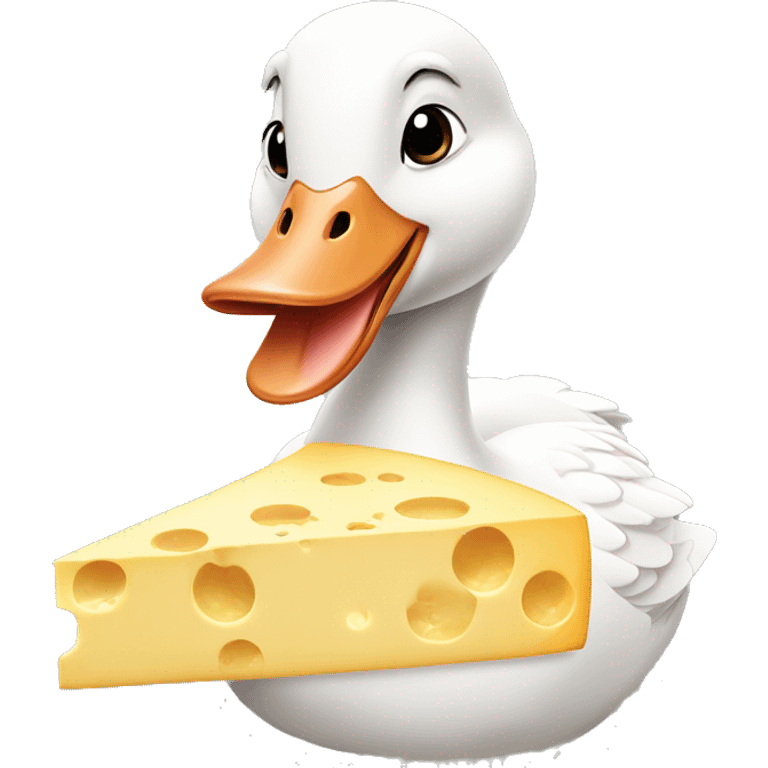 Goose in love with cheese emoji