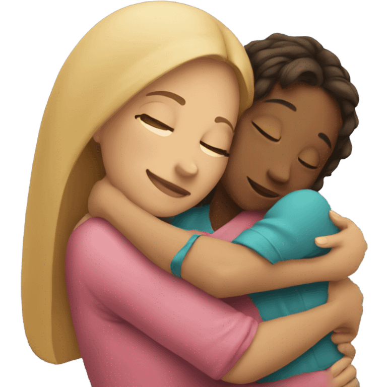 Mother huggings with a girl emoji