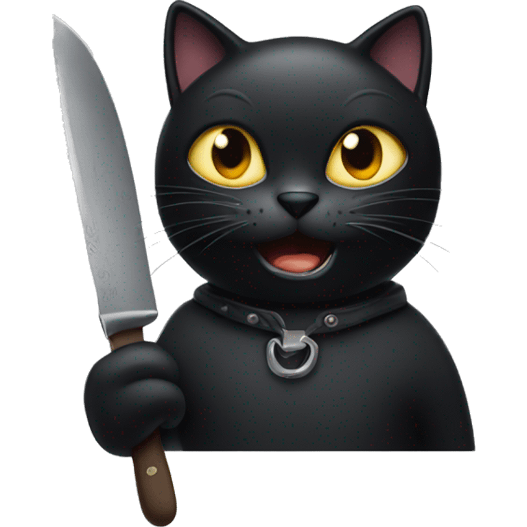 black cat with knife in its mouth emoji