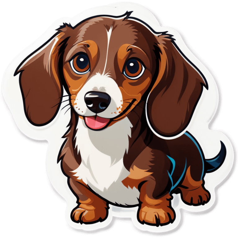 long hair dachshund brown and white dapple emoji