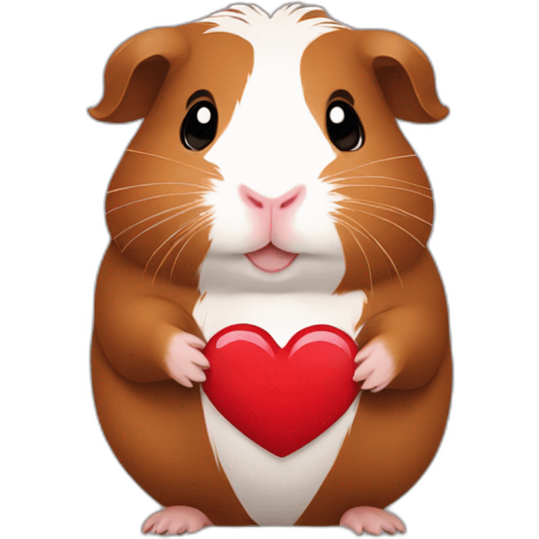 brown guinea pig holding a heart emoji