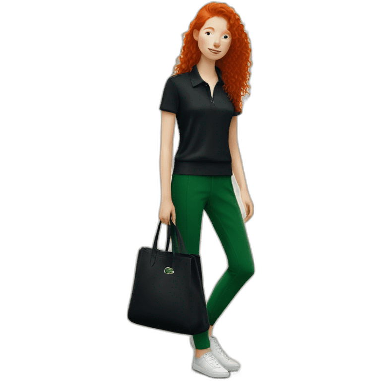 Lacoste bag girl redhead with black lacoste clothes emoji