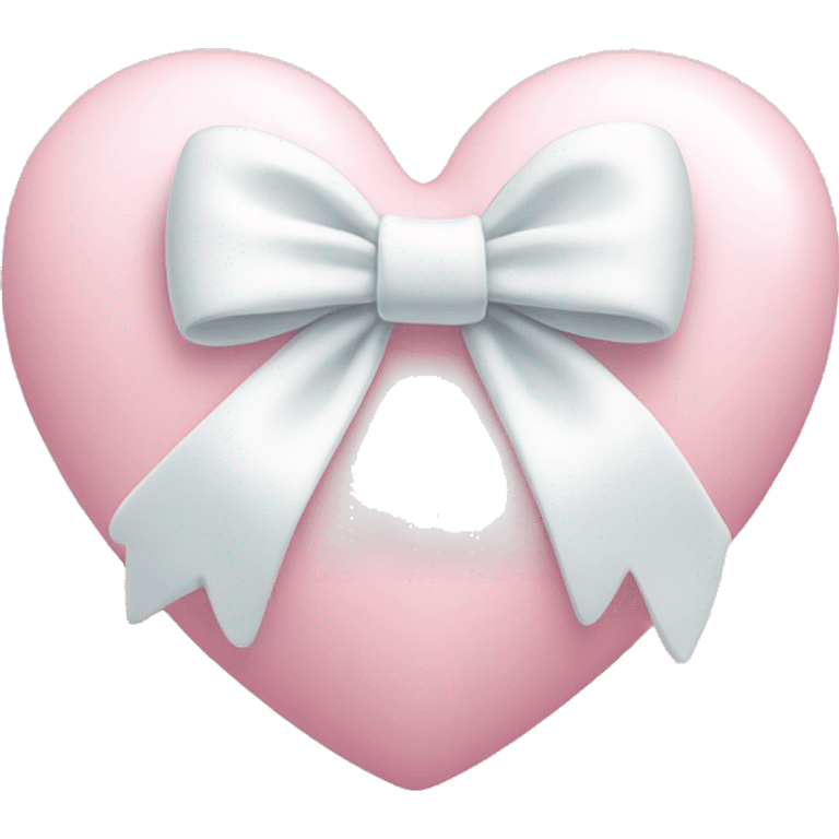 Pastel pink heart with white bow emoji